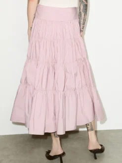 Tiered taffeta corolla skirt - pink