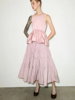 Tiered taffeta corolla skirt - pink