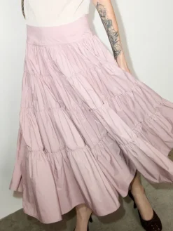 Tiered taffeta corolla skirt - pink