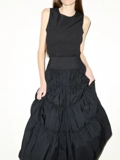Tiered taffeta corolla skirt - black