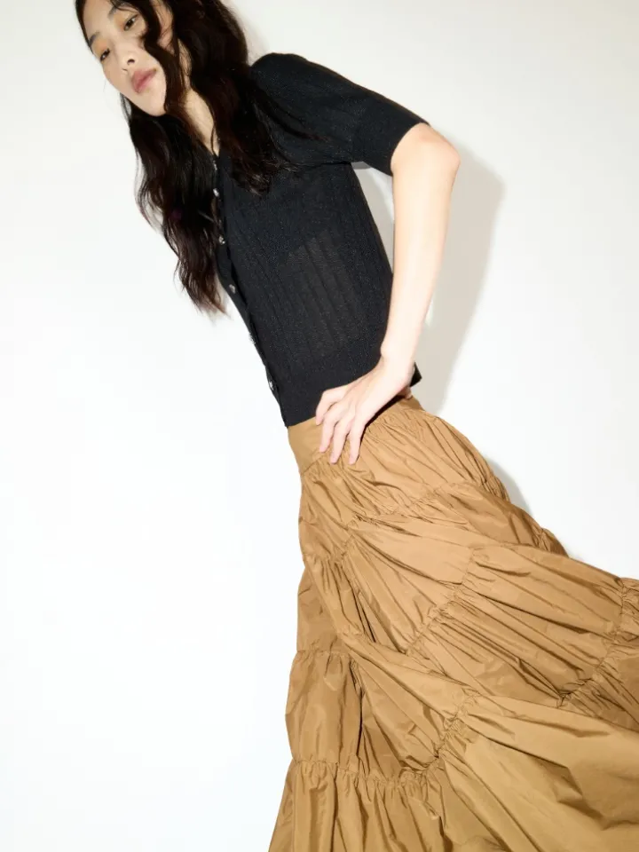 Tiered taffeta corolla skirt - buck