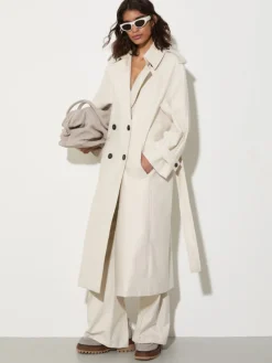 Undyed gabardine trench coat - wool white