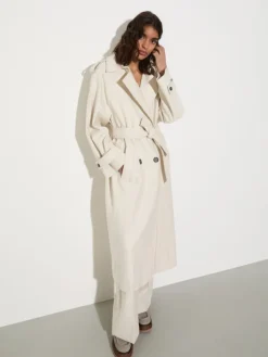 Undyed gabardine trench coat - wool white