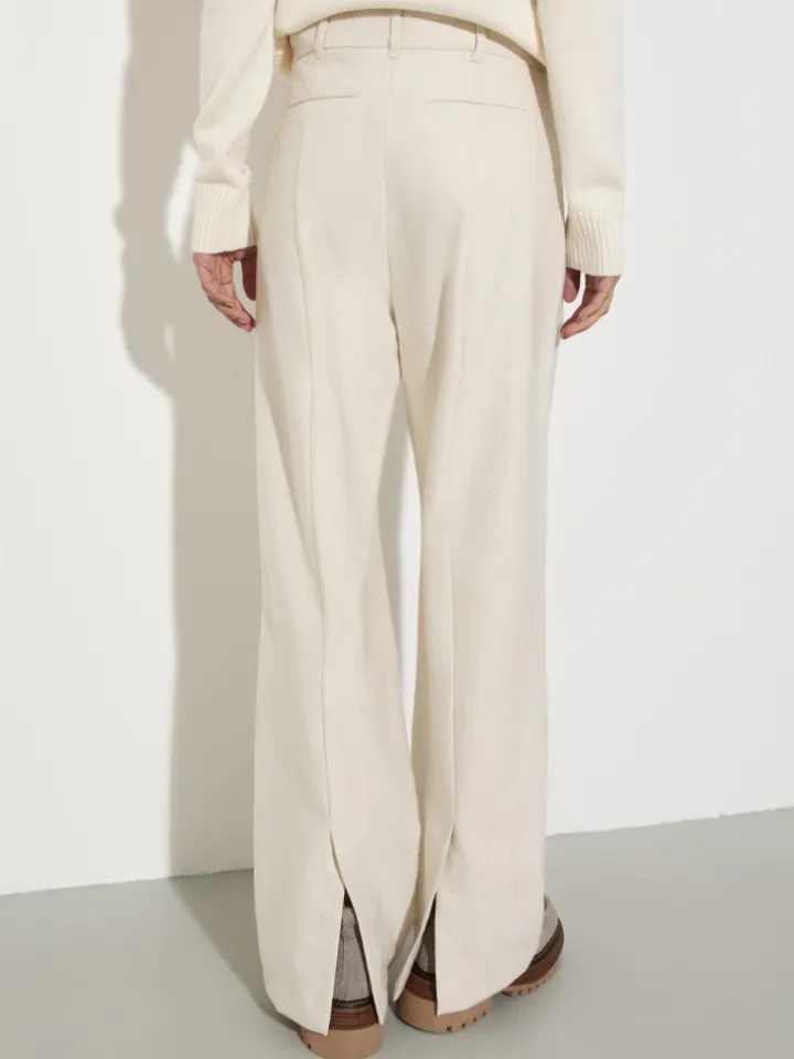 Undyed gabardine trousers - wool white