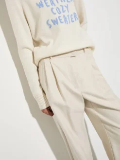 Undyed gabardine trousers - wool white
