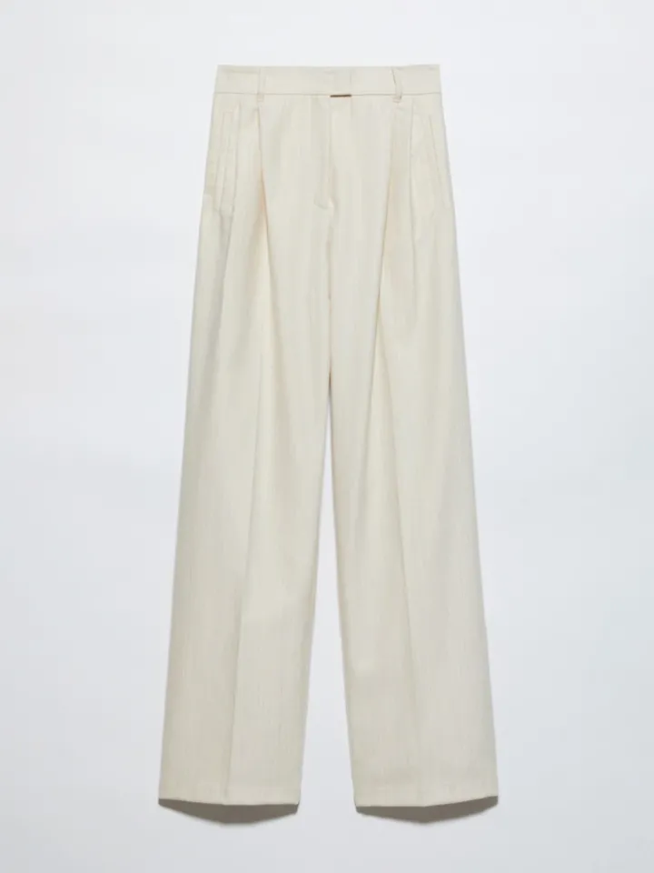 Undyed gabardine trousers - wool white