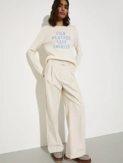 Undyed gabardine trousers - wool white