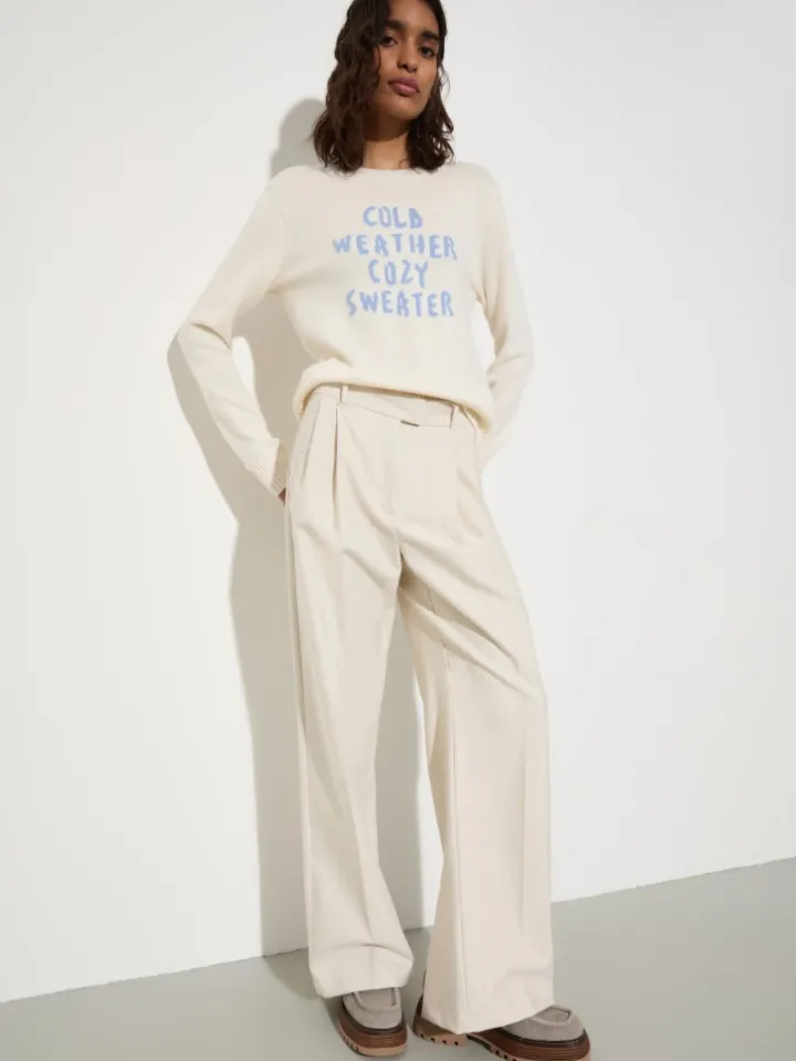 Undyed gabardine trousers - wool white