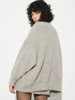 Undyed wool-blend cardigan - sand