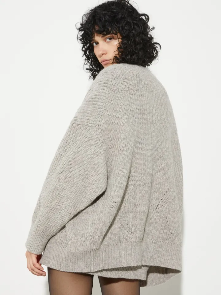 Undyed wool-blend cardigan - sand