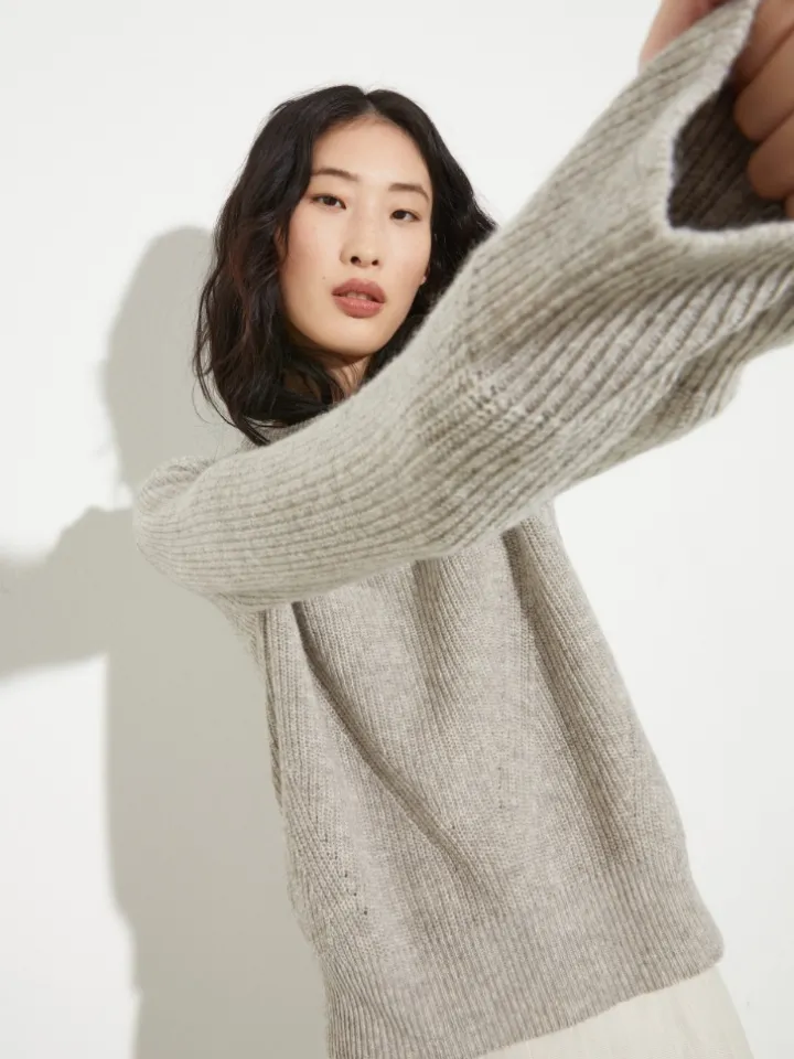 Undyed wool-blend jumper - sand