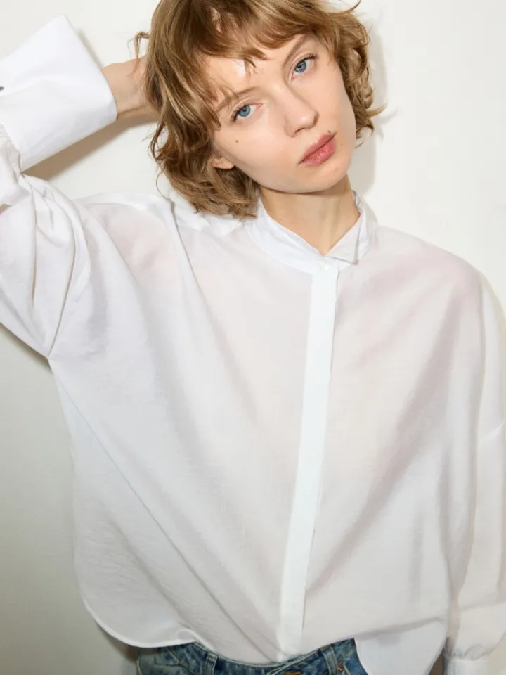 Voile shirt with cufflinks - optical white