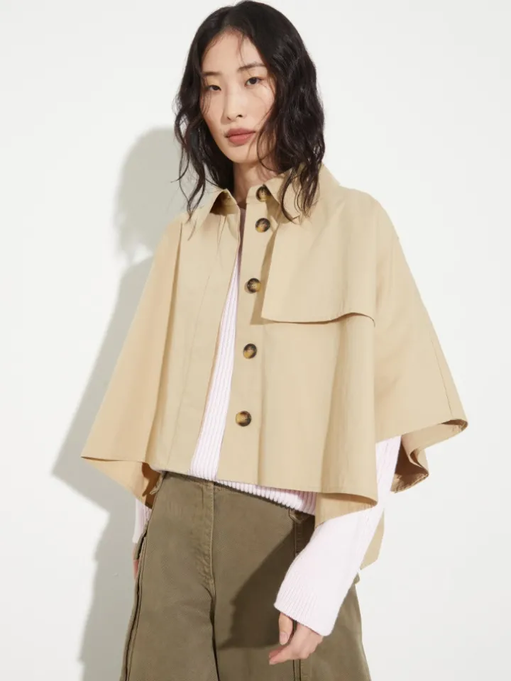 Water-repellent cotton cape - beige