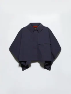 Water-repellent cotton cape - navy