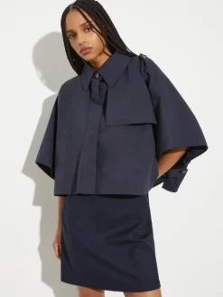 Water-repellent cotton cape - navy