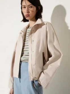 Water-repellent gabardine jacket - mother-of-pearl