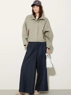 Water-repellent gabardine jacket - sage
