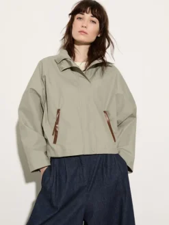 Water-repellent gabardine jacket - sage