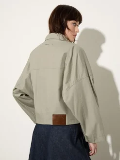 Water-repellent gabardine jacket - sage