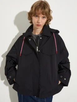 Water-repellent nylon jacket - black