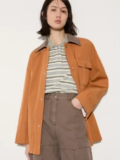 Water-repellent shacket - terra cotta