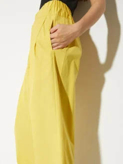 Wide-fit poplin trousers - light yellow
