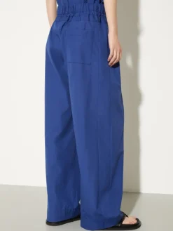 Wide-fit poplin trousers - navy