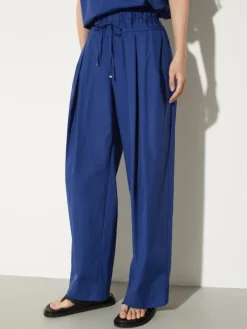 Wide-fit poplin trousers - navy