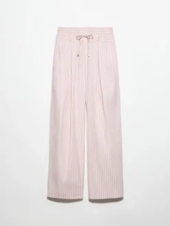 Wide-fit poplin trousers - powder