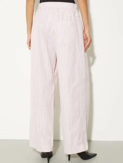 Wide-fit poplin trousers - powder