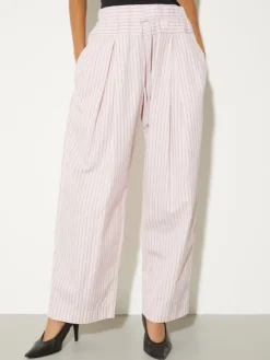 Wide-fit poplin trousers - powder