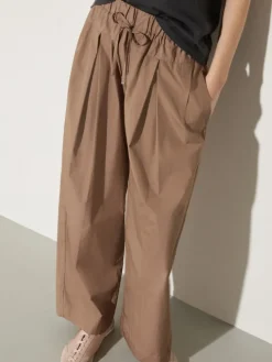 Wide-fit poplin trousers - turtledove