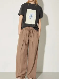 Wide-fit poplin trousers - turtledove