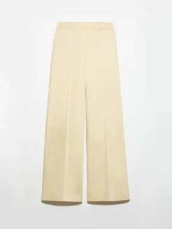 Wide-leg cotton-satin trousers - beige