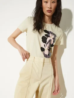 Wide-leg cotton-satin trousers - beige