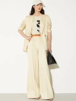Wide-leg cotton-satin trousers - beige