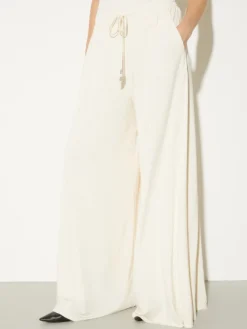 Wide-leg crepe-jersey trousers - ivory