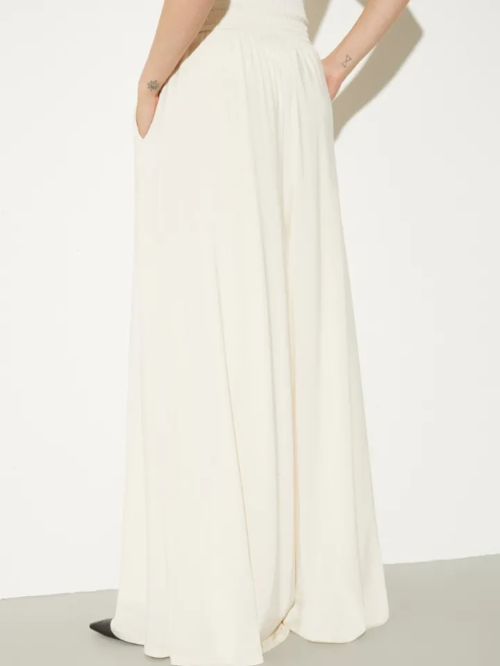 Wide-leg crepe-jersey trousers - ivory