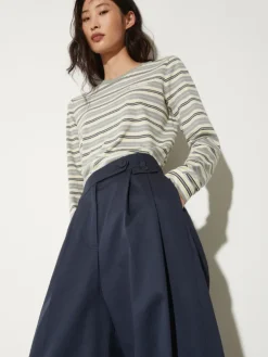 Wide-leg gabardine trousers - navy