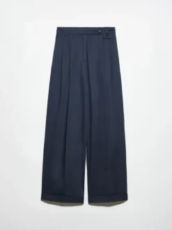 Wide-leg gabardine trousers - navy