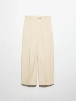 Wide-leg linen and cotton trousers - rope