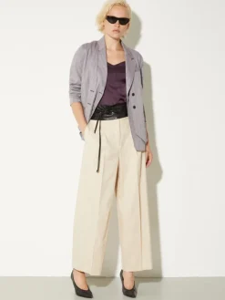 Wide-leg linen and cotton trousers - rope