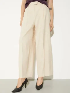 Wide-leg linen and cotton trousers - rope