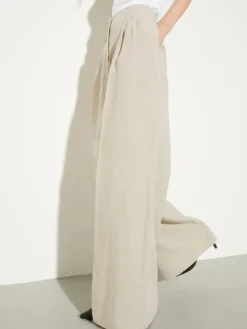 Wide-leg linen trousers - off-white
