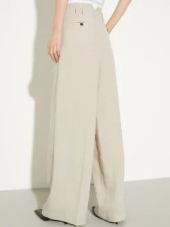 Wide-leg linen trousers - off-white