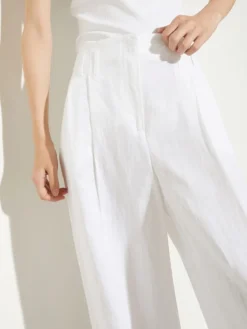 Wide-leg linen trousers - white