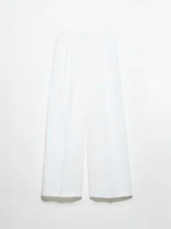 Wide-leg linen trousers - white