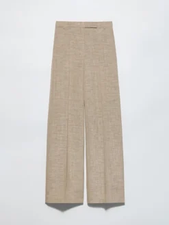 Wide-leg slub grisaille trousers - light grey