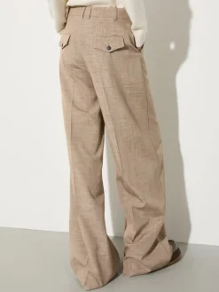 Wide-leg slub grisaille trousers - light grey