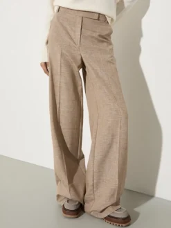 Wide-leg slub grisaille trousers - light grey
